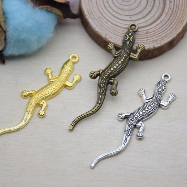 Metal Gecko Pendant,Lizard Charm For Jewelry Making,DIY Craft Supplies,Necklace Bracelet Earring Decoration Ornaments,Design Embellishment