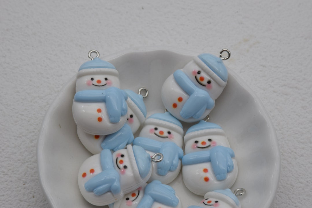 10 Resin Adorable Christmas Snowman Charms Earring Necklace Bracelet ...