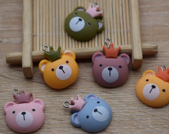 10 Resin Adorable Bear Animal Charms Earring Necklace Bracelet Bead Pendants DIY Jewelry Decoden Cabochon Keychain Accessories 26x20mm