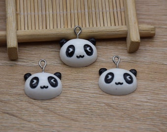 10 Resin Adorable Panda Animal Charms Earring Necklace Bracelet Bead Pendants DIY Jewelry Decoden Cabochon Keychain Accessories 20x19mm