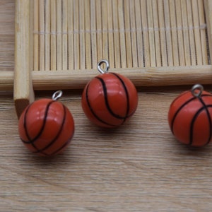 10 basketball with eyehook,sport ball cabochons,kawaii charms pendants ornaments,plastic scrapbook DIY crafts,21x16mm