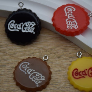 10 Resin Adorable Coca Cola Cap Charms Earring Necklace Bracelet Bead Pendants DIY Jewelry Decoden Cabochon Keychain Accessories 31x27mm