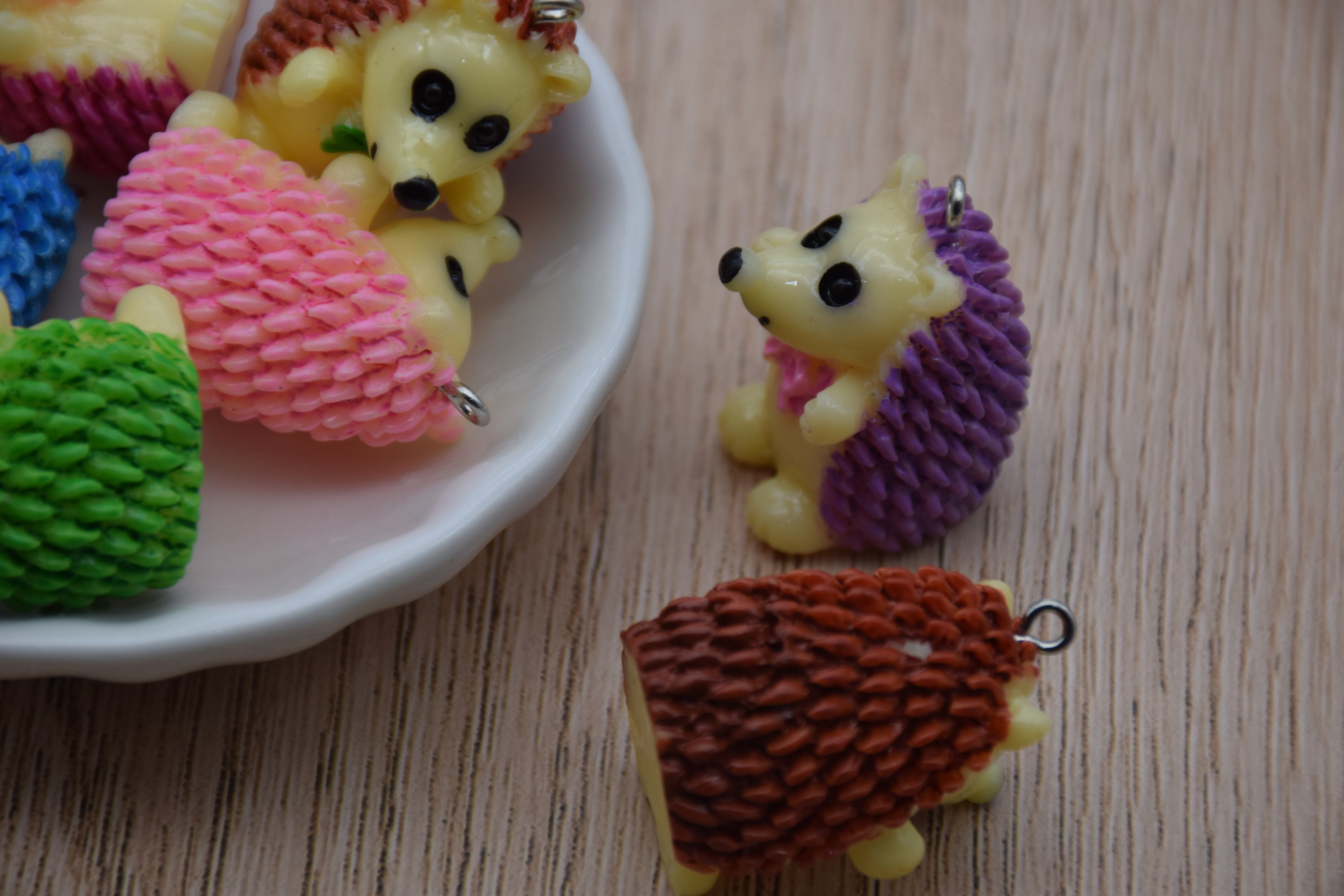 5pcs Cute Animal Hedgehog Resin Charms for Jewelry Making Earring Necklace  Keychain DIY Handmade Accessories Pendants