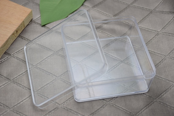 2 Stück quadratische durchsichtige Kunststoffbox, transparente Kunststoffbox, Behälterbox, Kunststoffgehäuse, 95 mm x 95 mm x 40 mm (Höhe) AB55