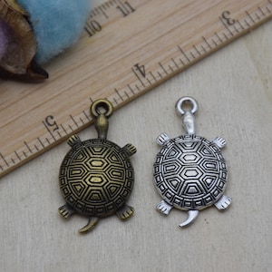 8 pieces 34mmx18mm metal tortoise turtle charm/pendant for jewelry crafts