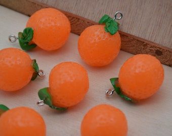 10 Resin Adorable Orange Fruit Charms Earring Necklace Bracelet Bead Pendants DIY Jewelry Decoden Cabochon Keychain Accessories 28x20mm