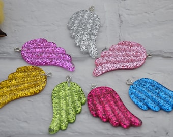10 żywiczne urocze anielskie skrzydła zwierzęce zawieszki kolczyki naszyjnik bransoletka koraliki zawieszki DIY biżuteria dekoden kaboszon brelok akcesoria 44 x 23 mm