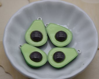 10 Resina Adorable Aguacate Frutas Charms Pendientes Collar Pulsera Cuentas Colgantes DIY Joyería Decoden Cabochon Llavero Accesorios 28x19mm