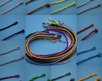 10 twist zijden koord ketting, touw koord ketting, satijn zijdeachtig koord, gedraaid koord, 3 mm diameter, 50 cm lengte