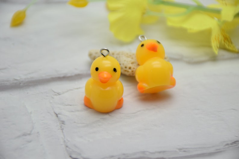 50Pcs 23mmx20mmx16mm Plastic Duck,Resin Duck Charm,Silver Tone