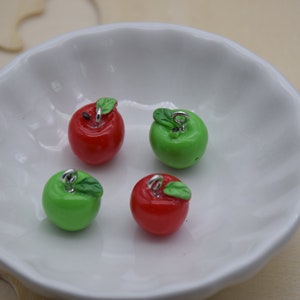 10 Resin Adorable Apple Fruit Charms Earring Necklace Bracelet Bead Pendants DIY Jewelry Decoden Cabochon Keychain Accessories 15x13mm
