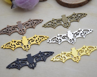 Pingente de morcego de metal, amuleto de animal para fazer joias, suprimentos de artesanato diy, colar, pulseira, brinco, ornamento de decoração, enfeite de design