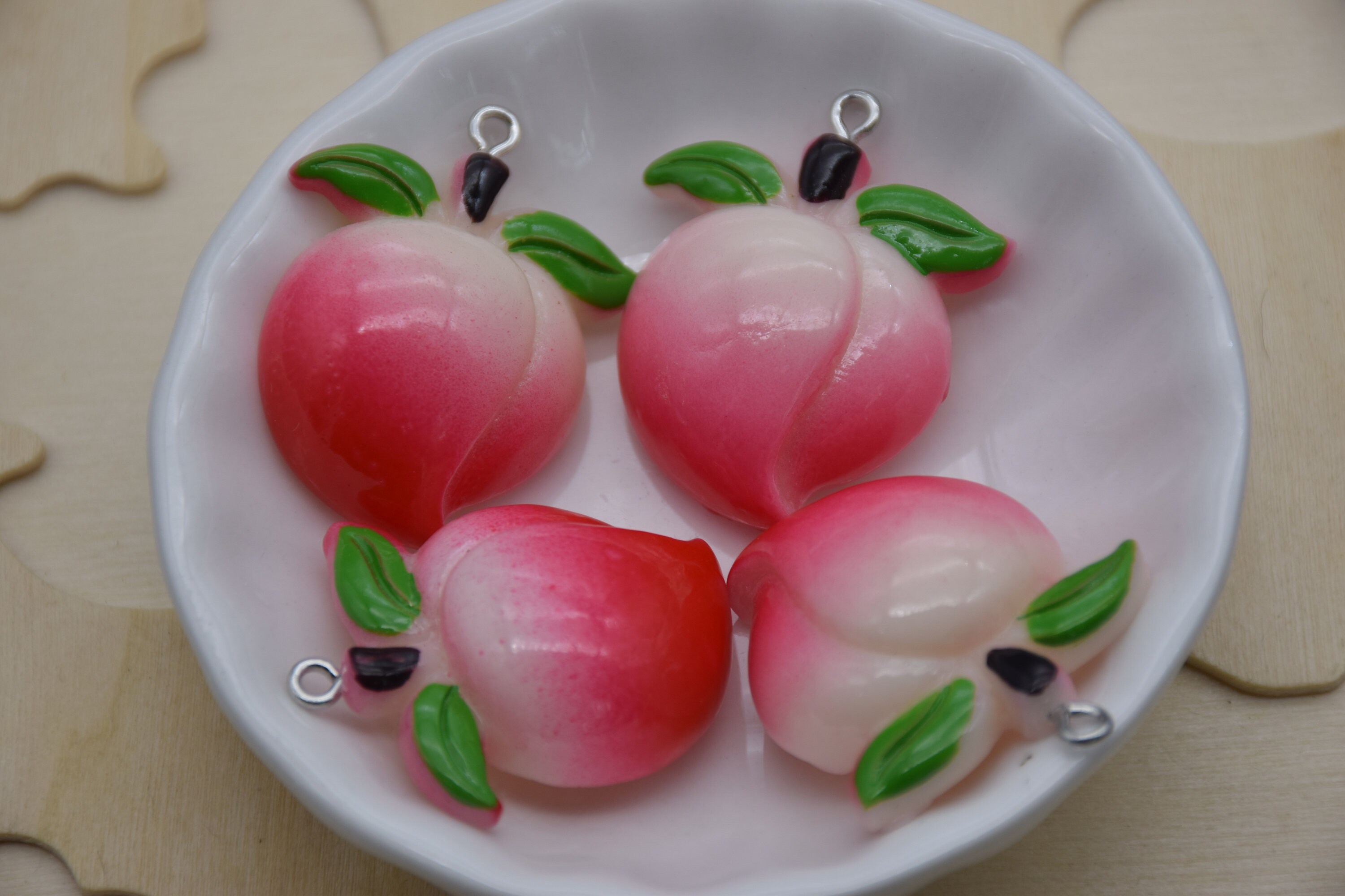 10 Resin Adorable Peach Fruit Charms Earring Necklace Bracelet Etsy