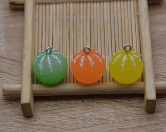 10 Resin Adorable Orange Fruit Charms Earring Necklace Bracelet Bead Pendants DIY Jewelry Decoden Cabochon Keychain Accessories 20x16mm