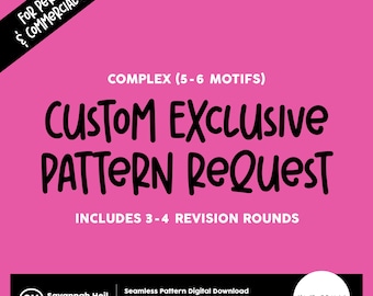 Custom Exclusive Seamless Pattern | Complex Digital Design with Commercial Use | 5-6 Motifs, 3-4 Revisions