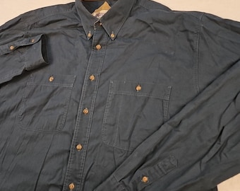VTG Hastings Long Sleeve Green Mens Shirt Sz XL Single Needle Tailoring 2 Pocket