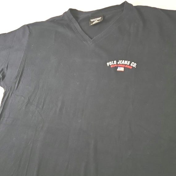 Vintage Polo Jeans Co Ringer T-Shirt: Ralph Lauren USA Flag Logo
