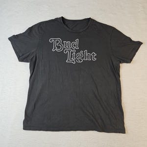 Vintage Bud Light Beer T Shirt Mens Large Spellout Script Anheuser Busch Gray