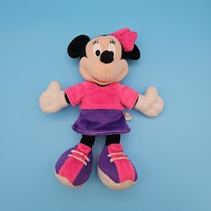 Vintage Disney 2001 Mattel Fisher Price Minnie Mouse 12" Plush Pink & Purple image 1