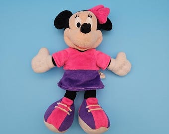 Vintage Disney 2001 Mattel Fisher Price Minnie Mouse 12" Plush Pink & Purple