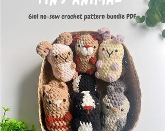 Patrón de crochet de animalitos 6 en 1 sin costuras: Megapaquete de amigurumis (PDF)