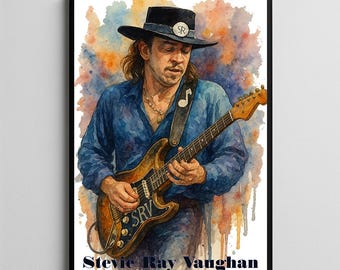 Stevie Ray Vaughan Graphite Pencil Drawing: SRV Art Print (digital