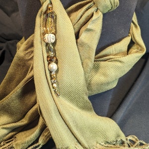 Fall Green Beaded Scarf Steampunk