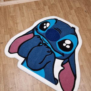 Realistic Cartoon Stitch Character Rug Fun Colorful Floor Mat with Bold Animated Design Soft, Durable Perfect for Kids’ Rooms