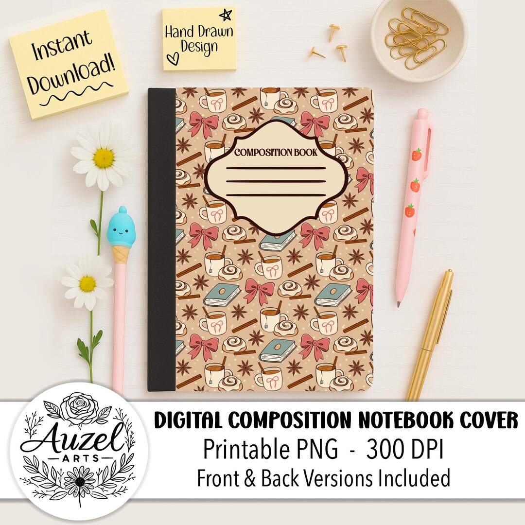 Printable Composition Notebook Cover PNG | Back to School | Custom ...