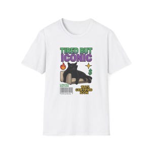 Lustiges schwarzes Katzen-T-Shirt: Y2K Meme Graphic Tee, Vintage-Stil