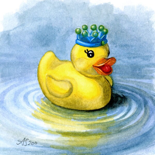 Rubber Ducky, King of the Bathtub, Duck Art, Bathroom Art, Nursery Wall Art print 5x5, 8x8, 11x11