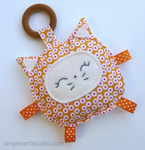 Marmalade the Kitty Cat Baby Toy Crinkle Toy Organic Wood Etsy