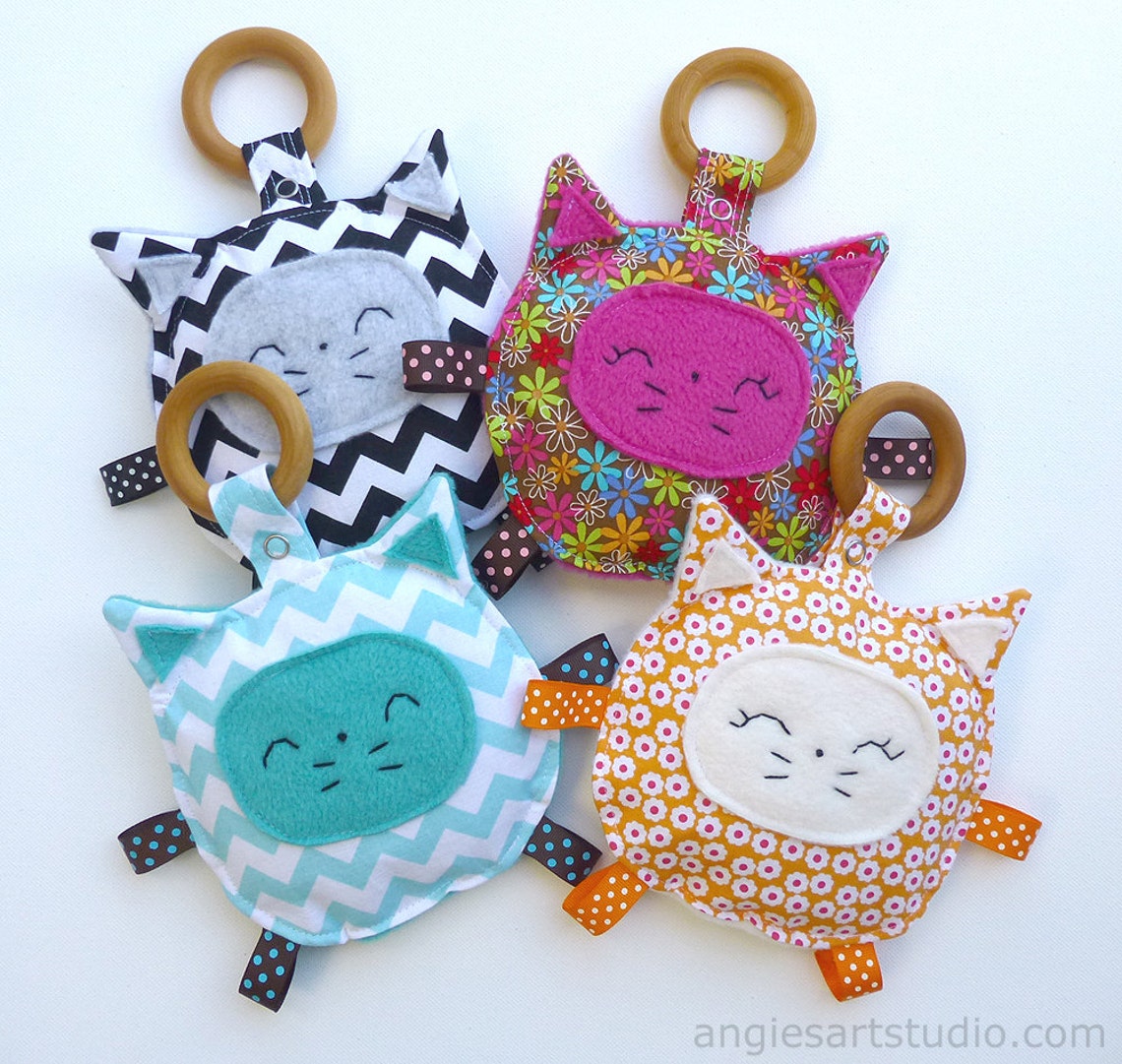 Marmalade the Kitty Cat Baby Toy Crinkle Toy Organic Wood Etsy