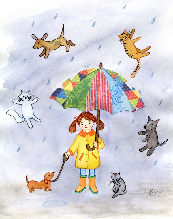 It S Raining Cats And Dogs Nursery Wall Art Print 8x10 Etsy
