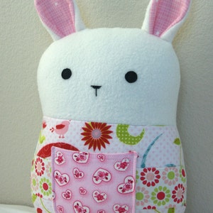 Patchwork Bunny, Tooth Fairy Pillow, Rabbit Plush Toy, Stuffed Animal, Baby Girl Gift, Lovebirds in Pink image 2