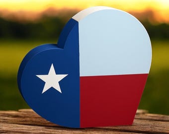 Texas Flag Heart Wood Sign: Rustic Lone Star Decor