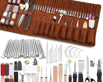 Leather Crafting Kit: Sewing, Stitching, Carving, Repair (48/72pcs)