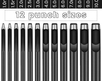 Leather Hole Punch Set: 12-Piece Carbon Steel Kit for Belts & Crafts