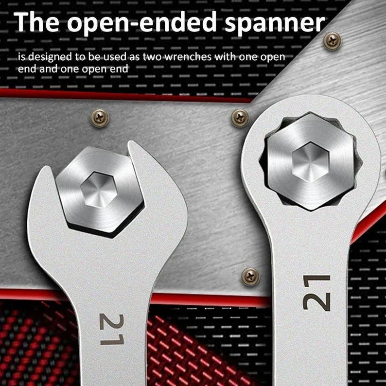 Ultra-thin Ratchet Wrench Set: Dual Head Spanner (6-27mm) Car & Bike ...