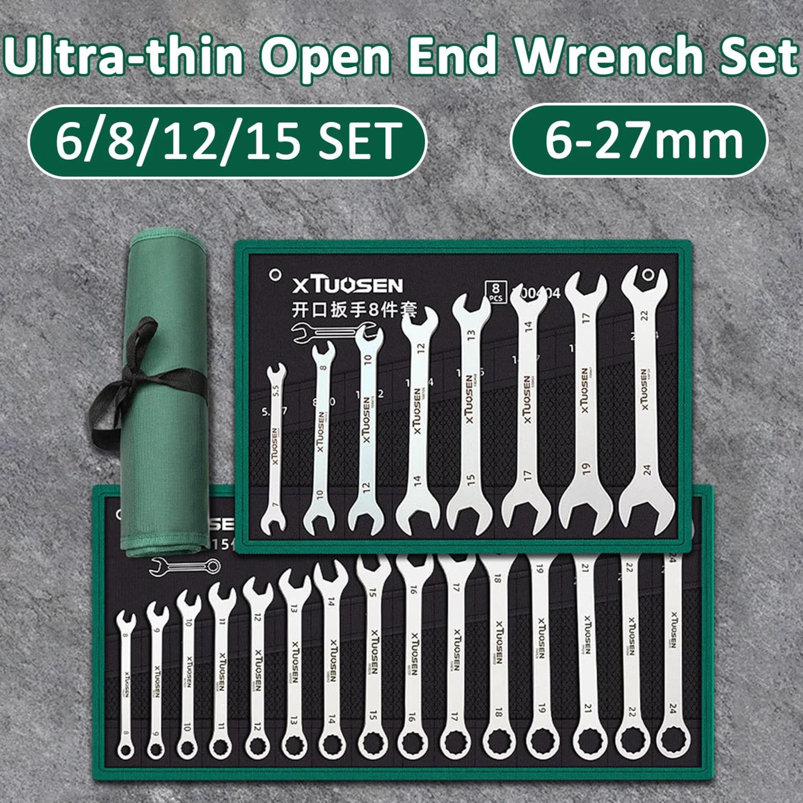 Ultra-thin Ratchet Wrench Set: Dual Head Spanner (6-27mm) Car & Bike ...