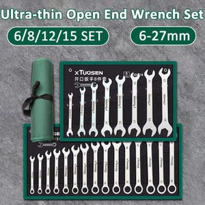 Ultra-Thin Ratchet Wrench Set | 6–27mm Dual Head Spanner Tools | Open End Combination Wrenches for Car & Bike Repair
