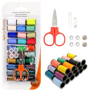 Mini Sewing Kit for Beginners & Travel: Portable Sewing Box Set