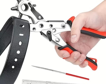 Carbon Steel Leather Hole Punch Tool: Adjustable Belt & Strap Puncher