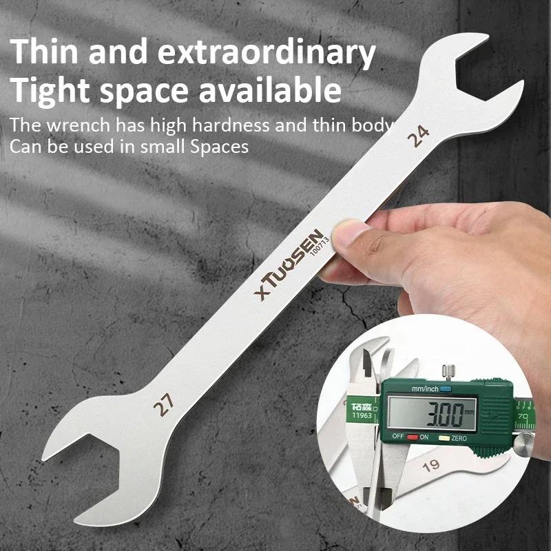 Ultra-thin Ratchet Wrench Set: Dual Head Spanner (6-27mm) Car & Bike ...