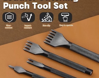 Leather Hole Punch Tool Set: 4/5/6mm Prong Kit for DIY Leathercraft