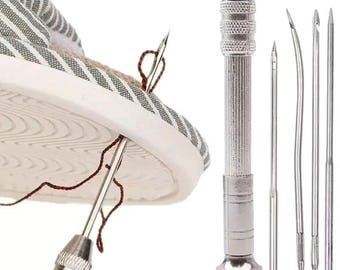 Leather Sewing Awl Kit: Hand Stitching Tool with 4 Needles