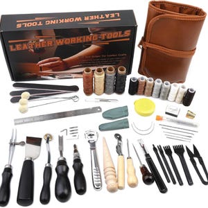 Leather Craft Tool Set: Hand Sewing, Stitching, Carving & Repair