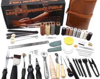 Leather Craft Tool Set: Hand Sewing, Stitching, Carving & Repair