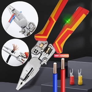9-in-1 Wire Stripping Pliers with Voltage Tester – Multifunctional Cutting, Crimping & Measuring Tool for DIY and Electrical Crafts