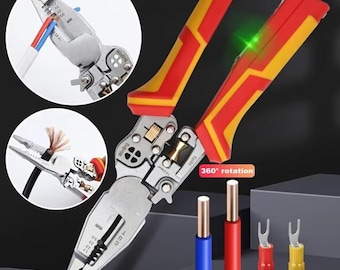 New 18-in-1 Foldable Wire Stripper With Voltage Tester – High Carbon Steel, LCD Display, 3 Alerts, Compatible 8-16 AWG, Screwdriver Bits – Electrician Multi-Tool